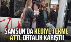 Samsun’da kediye tekme attı, ortalık karıştı!