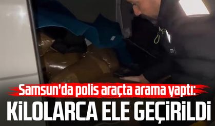 Samsun'da polis araçta arama yaptı: Kilolarca ele geçirildi