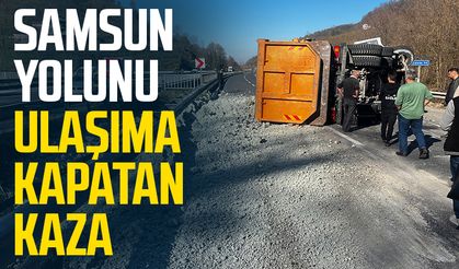 Karadeniz sahil yolunu ulaşıma kapatan kaza!