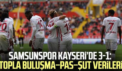 Samsunspor Kayseri’de 3-1: Topla buluşma–pas–şut verileri