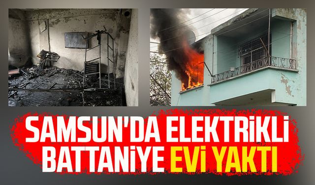 Samsun'da elektrikli battaniye evi yaktı