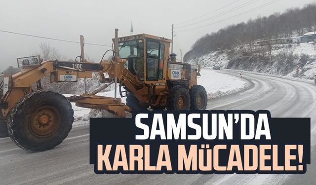 Samsun Canik'te karla mücadele!