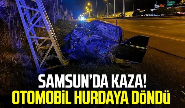 Samsun Kavak'ta kaza! Otomobil hurdaya döndü