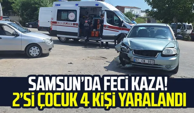 Samsun Bafra’da iki otomobil çarpıştı! 2’si çocuk 4 kişi yaralandı