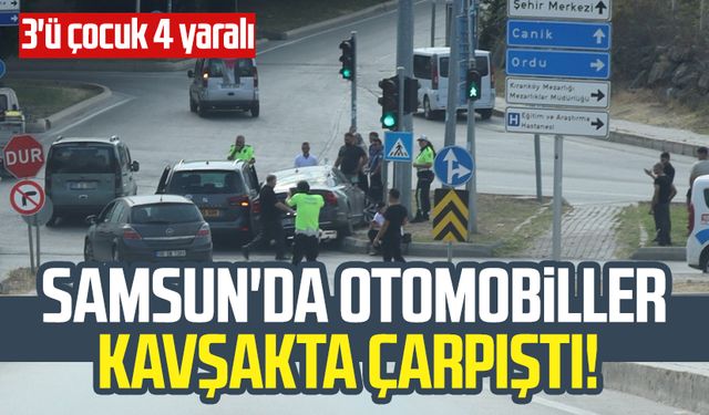 Samsun'da otomobiller kavşakta çarpıştı! 3'ü çocuk 4 yaralı