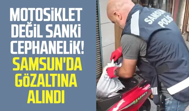 Motosiklet değil sanki cephanelik! Samsun'da gözaltına alındı