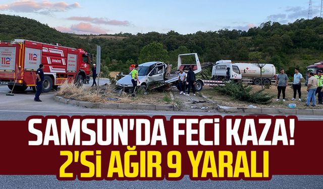 Samsun'da 2 otomobil çarpıştı! 2'si ağır 9 yaralı