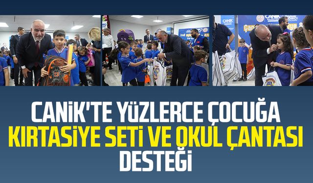 Canik'te yüzlerce çocuğa kırtasiye seti ve okul çantası desteği