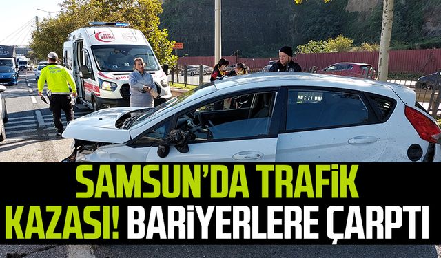 Samsun Canik'te trafik kazası! Bariyerlere çarptı