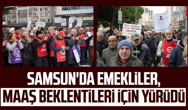 Samsun'da emekliler, maaş beklentileri için yürüdü