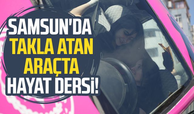 Samsun'da minik şoförler göreve hazır! Takla atan araçta hayat dersi