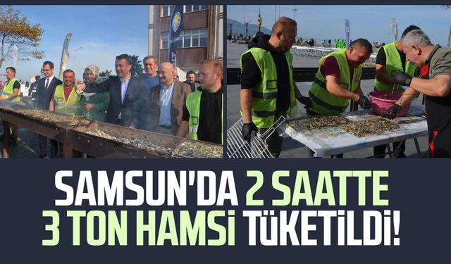 Samsun'da 2 saatte 3 ton hamsi tüketildi!