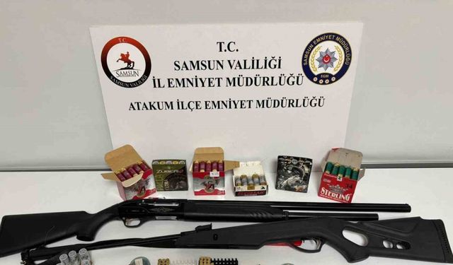 Atakum’da ruhsatsız silah ve mühimmat ele geçirildi