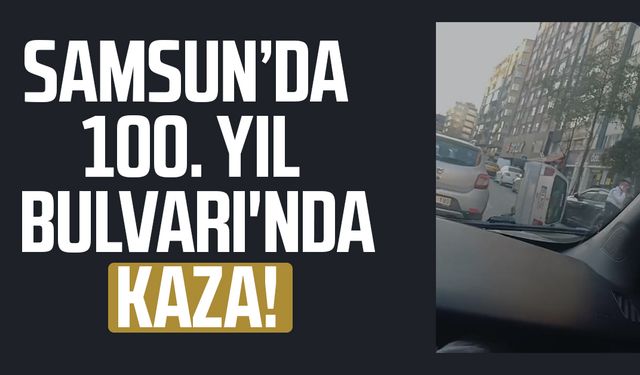 Samsun 100. Yıl Bulvarı'nda kaza: Otomobil yan yattı