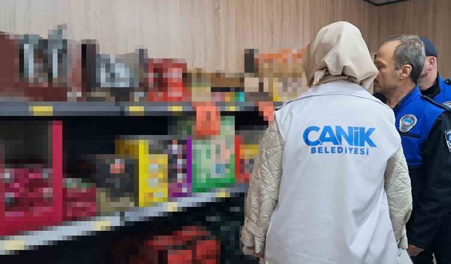 Canik zabıtasından marketlere denetim
