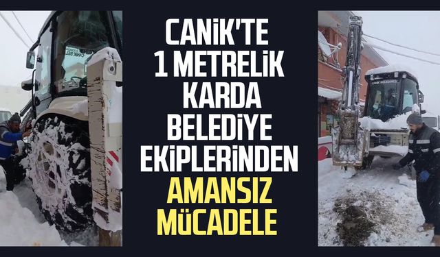 Canik'te karla mücadele vatandaş kamerasında