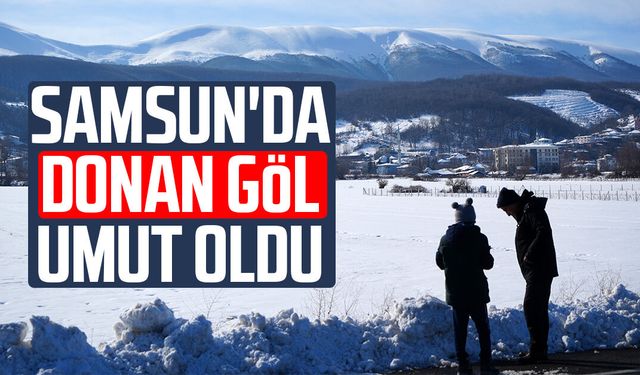 870 hektarlık Ladik Gölü buz tuttu: Kar yağışı göle can suyu oldu