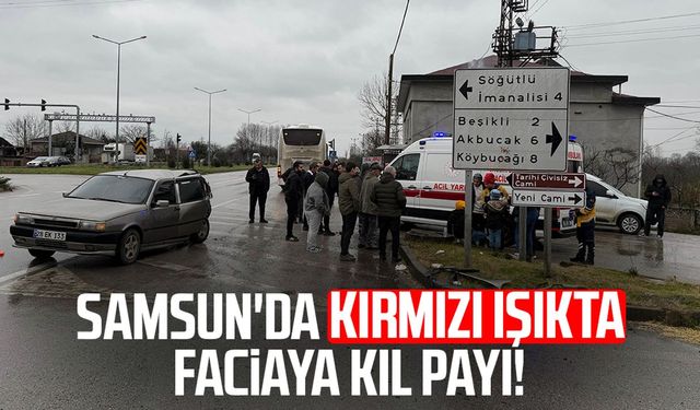 Samsun'da kırmızı ışıkta faciaya kıl payı!
