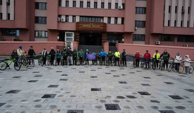 Samsun'da Yeşilay Haftası'nda pedallar sağlıklı yaşam için döndü
