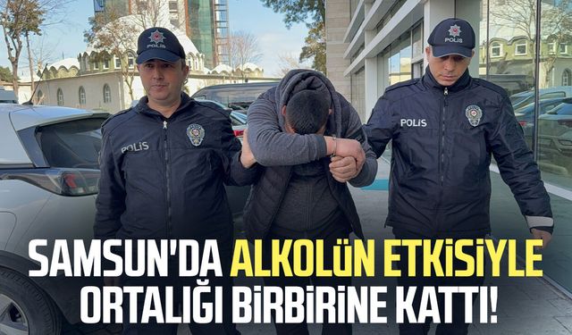 Samsun'da polislere saldırıp polis aracına zarar veren alkollü şahıs tutuklandı