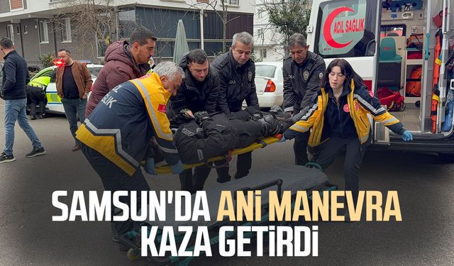 Samsun'da ilaç firmasının motosikleti doktorun aracına çarptı