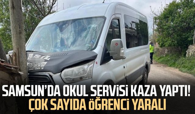 Samsun'da öğrenci servisi direğe çarptı: 12 yaralı