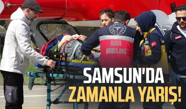 5 metre yükseklikten düşen kadının imdadına ambulans helikopter yetişti