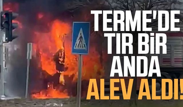 Samsun'da seyir halindeki tırın kupası alevlere teslim oldu
