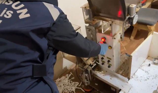 Samsun'da kaçak sigara imalathanesine baskın