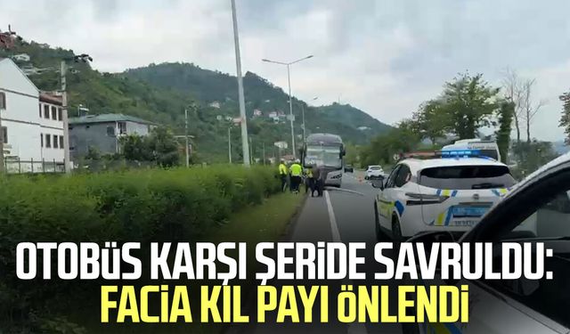 Otobüs karşı şeride savruldu: Facia kıl payı önlendi