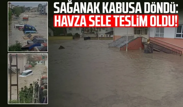 Havza'yı sel vurdu: İş yerlerini su bastı, araçlar sürüklendi