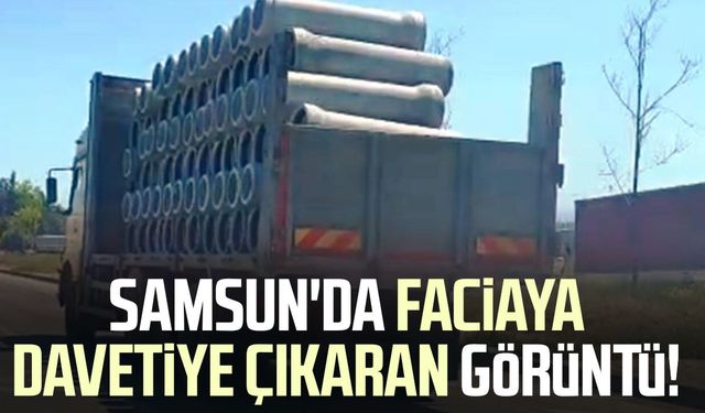 Tır üzerinde önlem alınmadan taşınan beton borular tehlike oluşturdu