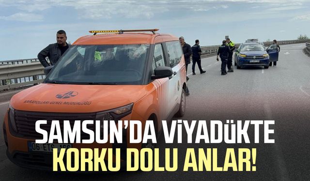Viyadükte bayrak sallayan karayolları çalışanına otomobil çarptı