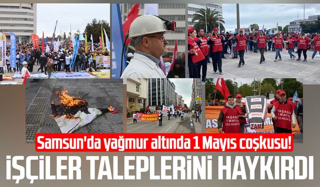 Samsun'da yağmur altında 1 Mayıs kutlaması