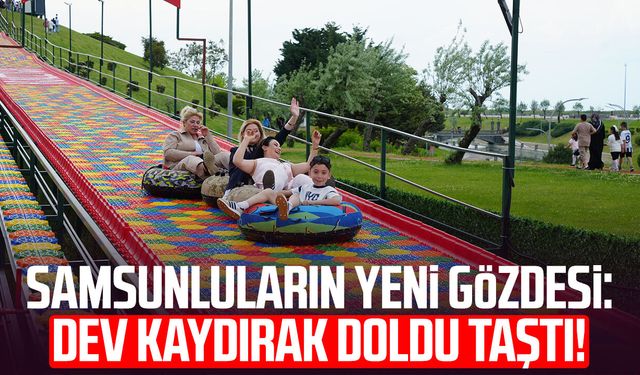 Kurban Bayramı'nda aileler 155 metrelik dev kaydırağa akın etti