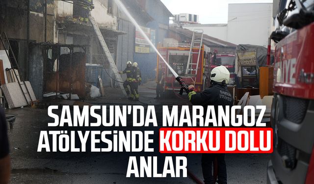 Samsun'da 3 katlı marangoz atölyesi alevlere teslim oldu