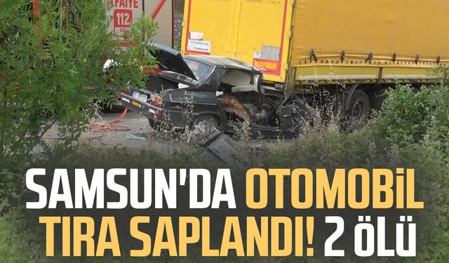 Samsun'da park halindeki tıra çarpan otomobilde 2 kişi hayatını kaybetti