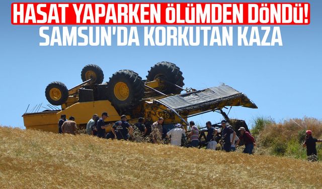 Samsun'da biçerdöver devrildi: 1 yaralı