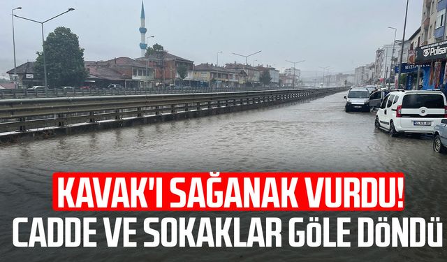Kavak'ta sağanak yağış etkili oldu: Yollar göle döndü