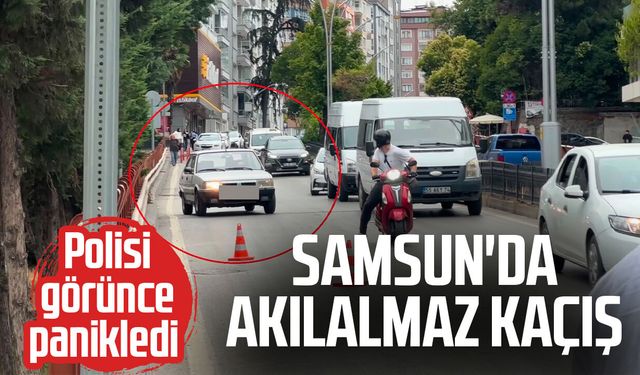 Samsun'da trafikte akılalmaz kaçış