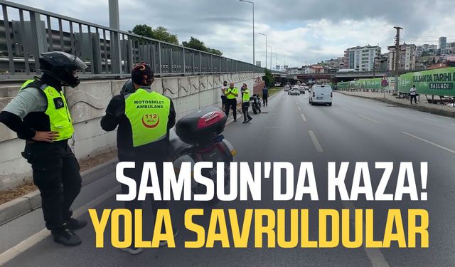 Samsun'da devrilen motosikletteki 2 kişi yaralandı
