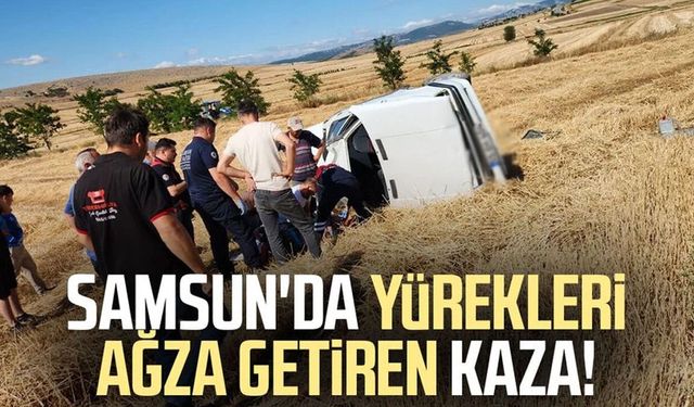 Vezirköprü'de otomobil tarlaya uçtu: 2 yaralı