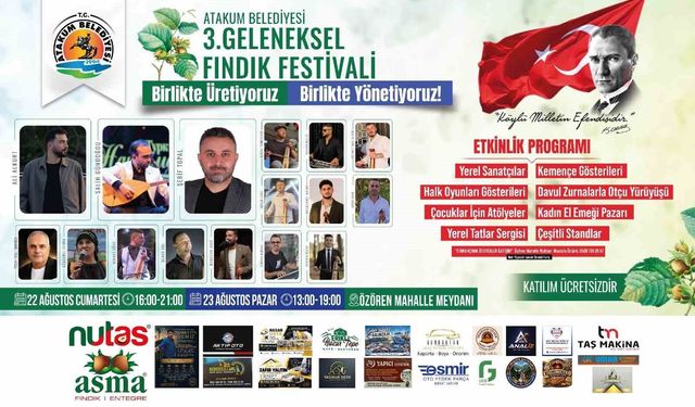 Atakum'da Geleneksel Fındık Festivali başlıyor
