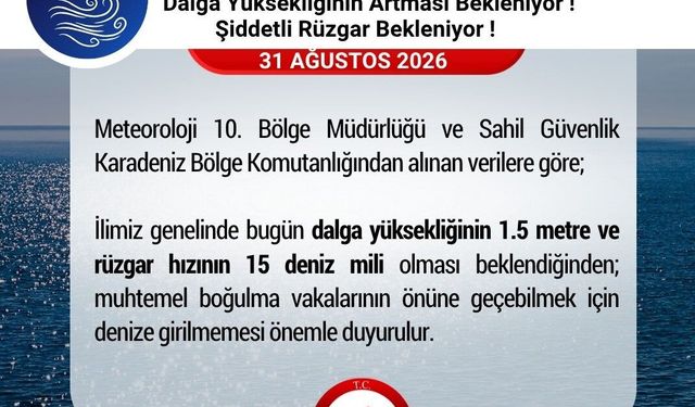 Samsun'da vatandaşlara 'denize girilmemesi' uyarısı