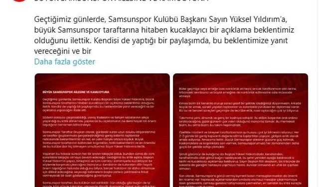 Samsunspor taraftar grupları: 'Bu kulübün asıl sahibi taraftardır'