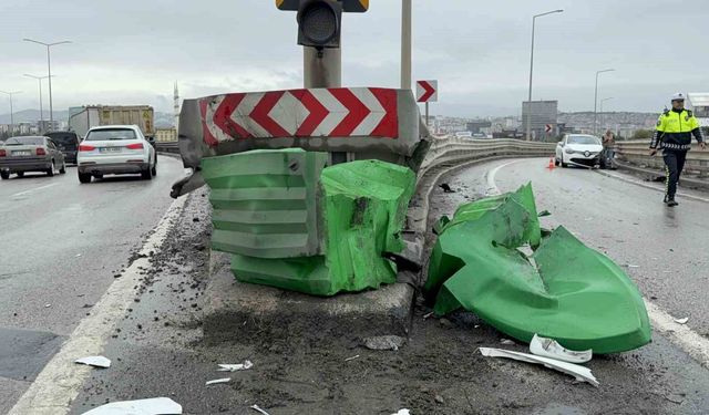 Viyadükteki kaza maddi hasarla atlatıldı