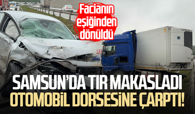Samsun'da otomobil tırla çarpıştı: 2 yaralı