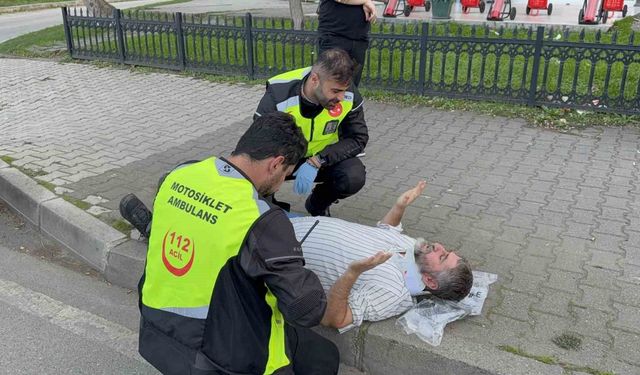 Elektrikli bisikletten düşen sürücü hastanelik oldu