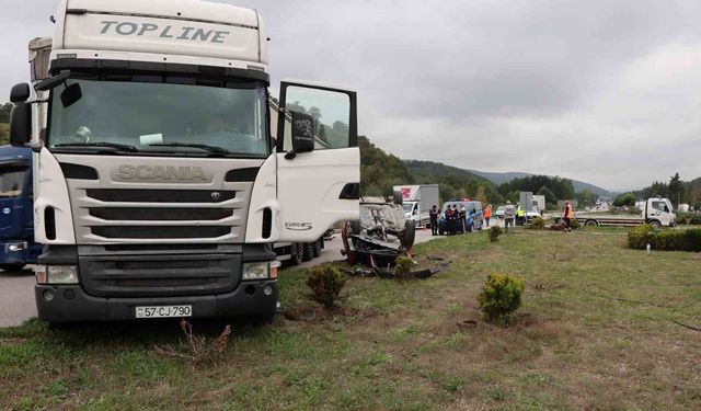 Tır ile otomobil çarpıştı: 1 yaralı