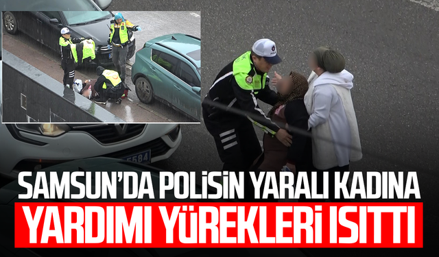 Polisin yaralı kadına yardımı yürekleri ısıttı: Kaldırıma taşıdı, ıslanmasın diye yelekle korudu